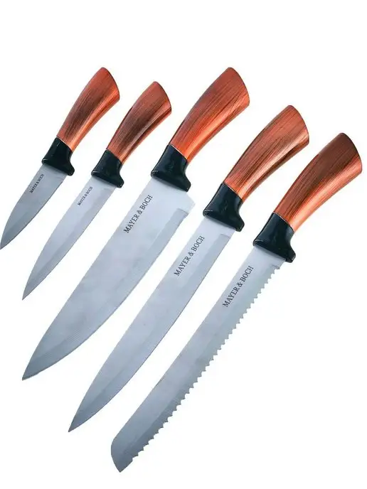 Ножи кухонные набор на подставке из нержавеющей стали - фото 2