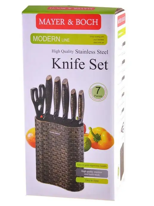 Ножи кухонные набор на подставке из нержавеющей стали - фото 18