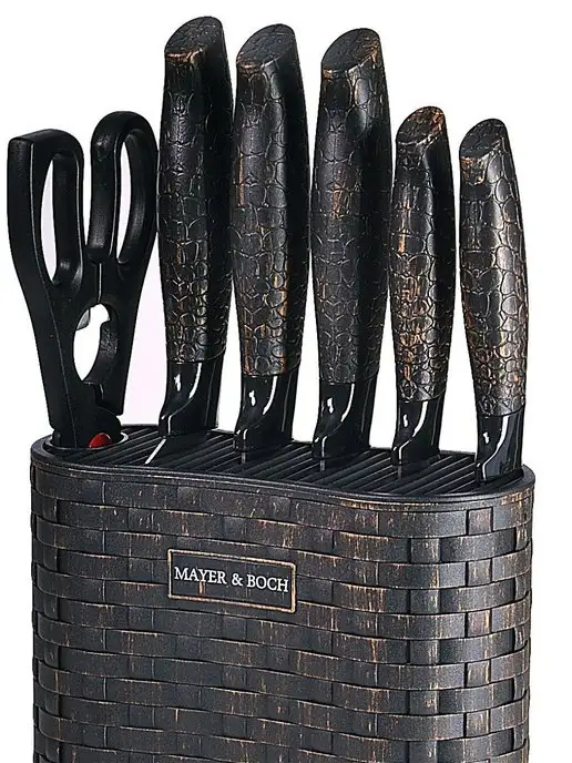 Ножи кухонные набор на подставке из нержавеющей стали - фото 2