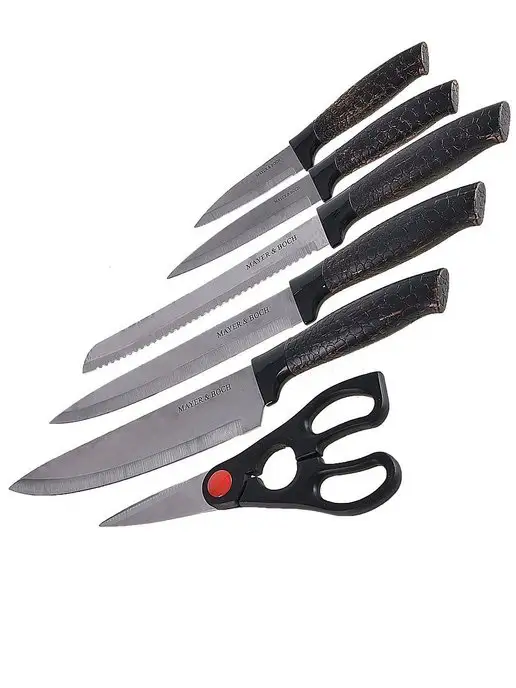 Ножи кухонные набор на подставке из нержавеющей стали - фото 3