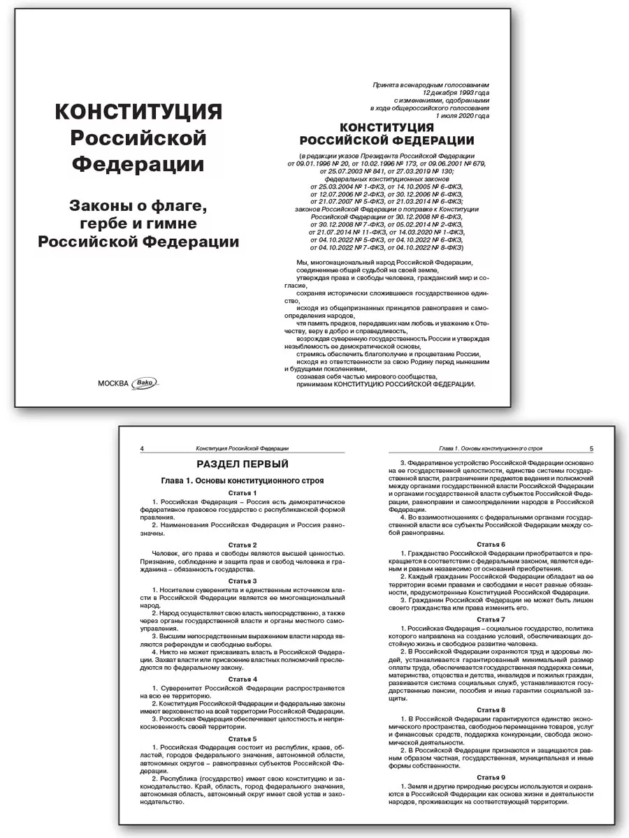 Конституция РФ 2023 с поправками 2022 г. последняя редакция ВАКО 15748219  купить в интернет-магазине Wildberries