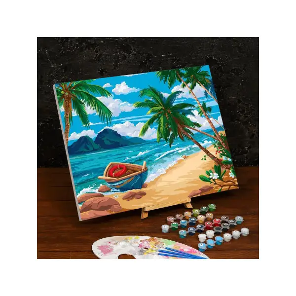 Картина по номерам на холсте с подрамником "Дикий пляж"