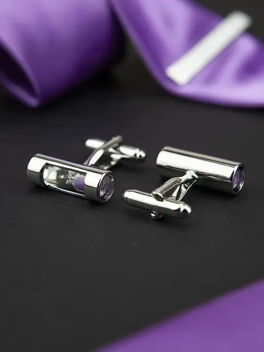 2beMan Запонки песочные часы голубые, фиолетовый, фото 3