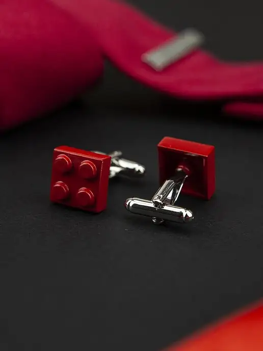 2beMan Запонки конструктор Lego красные, красный, фото 3