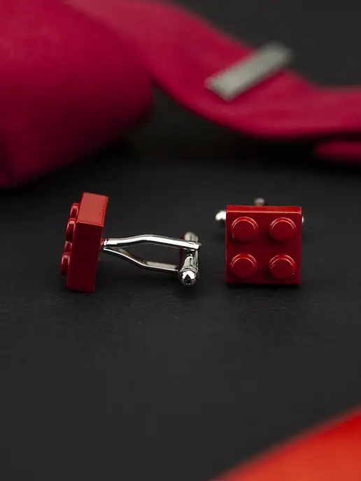 2beMan Запонки конструктор Lego красные, красный, фото 4