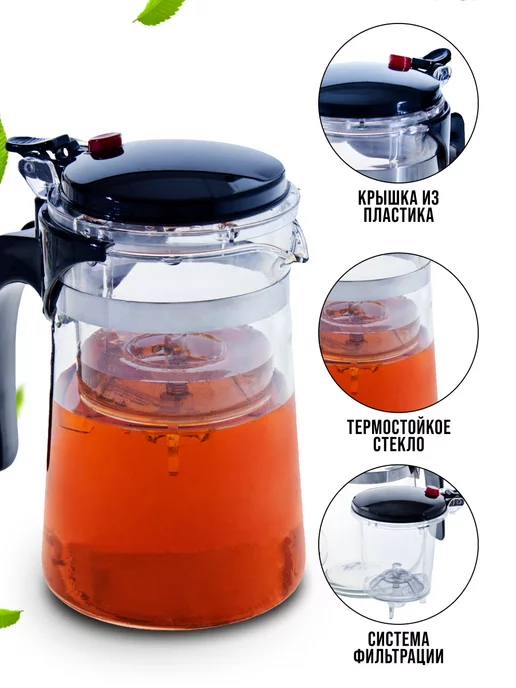 Заварочный чайник стекло с фильтром. Типод 500 мл - фото 3