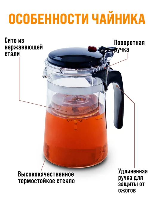 Заварочный чайник стекло с фильтром. Типод 500 мл - фото 5