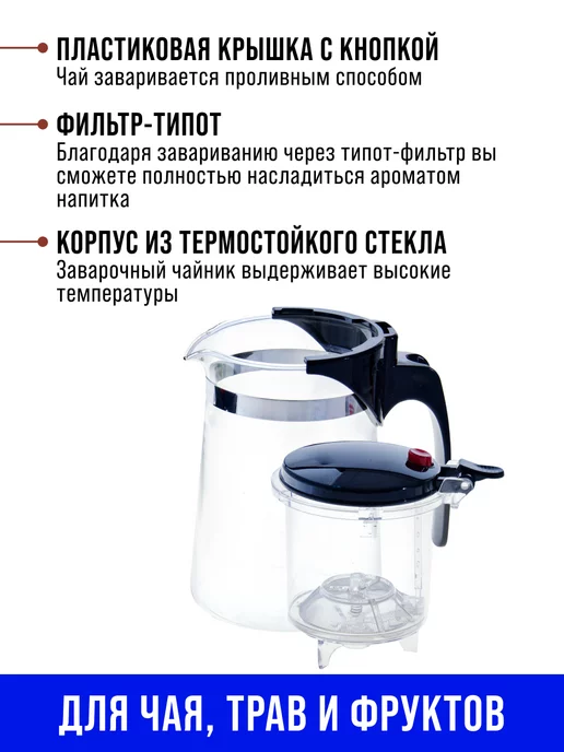 Заварочный чайник стекло с фильтром. Типод 500 мл - фото 6