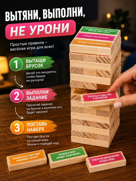 Сима-Ленд & ЛАС ИГРАС Настольная игра Падающая башня, черный, фото 2