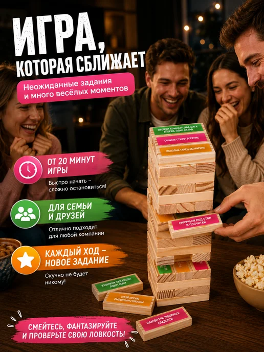 Сима-Ленд & ЛАС ИГРАС Настольная игра Падающая башня, черный, фото 3