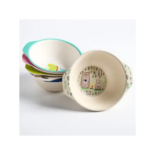 Миска детская из бамбука, цвет и рисунок МИКС