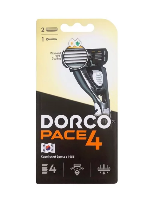 DORCO Станок для бритья набор Pace 4 бритва + 2 кассеты, черный, фото 2