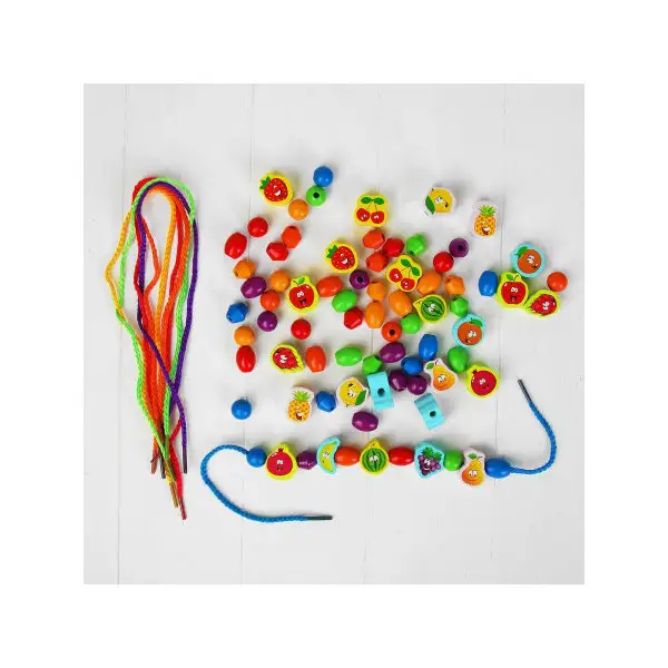 Шнуровка "Фрукты" в наборе 54 шт. бусины, 24 шт. фрукты