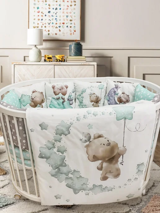 Happy Family Studio Бортики в кроватку для новорожденных, белый, фото 2