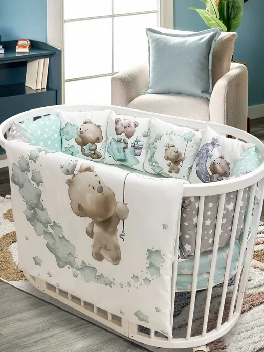 Happy Family Studio Бортики в кроватку для новорожденных, белый, фото 3