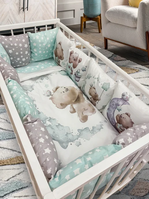 Happy Family Studio Бортики в кроватку для новорожденных, белый, фото 4