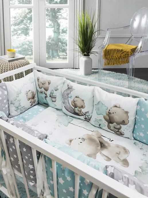 Happy Family Studio Бортики в кроватку для новорожденных, белый, фото 5