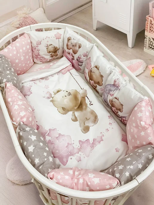 Happy Family Studio Бортики в детскую кроватку Мишкины сны, серый, фото 5