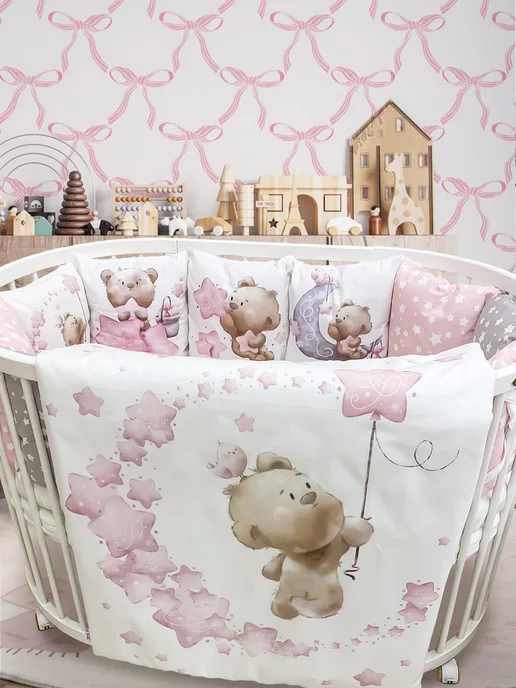 Happy Family Studio Бортики в детскую кроватку Мишкины сны, серый, фото 6