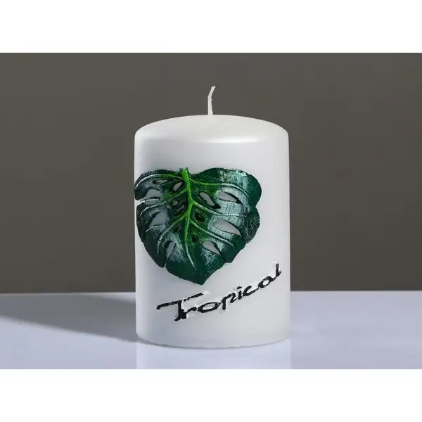 Свеча — цилиндр «Tropical», 6×11,5 см, жемчужный белый