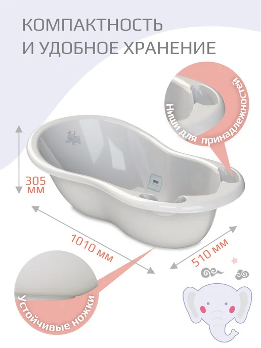 KIDWICK Ванночка для купания новорожденных, серый, фото 7