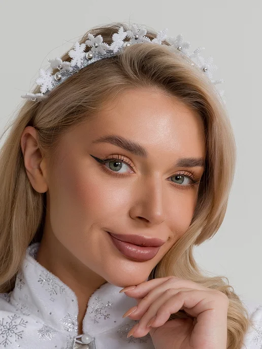 Дом Свадьбы Ободок новогодний Снежинка, белый, фото 2
