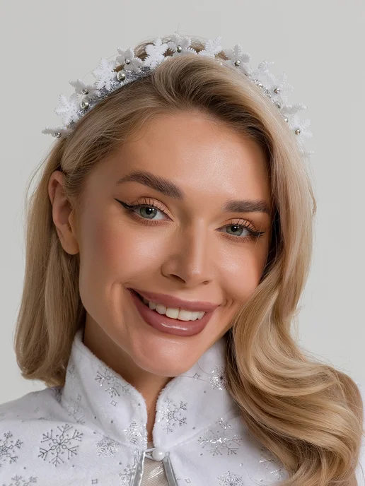 Дом Свадьбы Ободок новогодний Снежинка, белый, фото 4