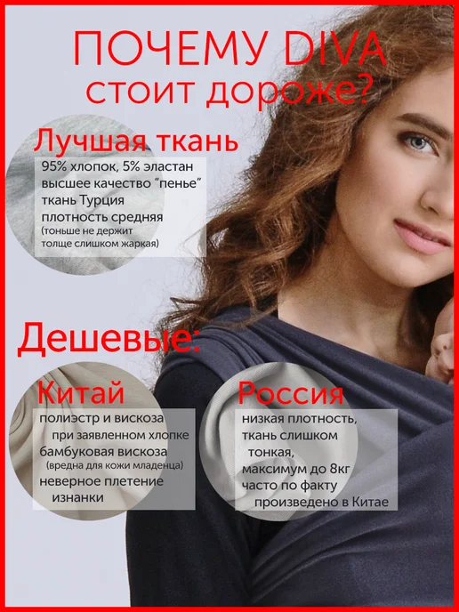 Diva Milano Слинг - переноска для новорожденных трикотажный, голубой, фото 8