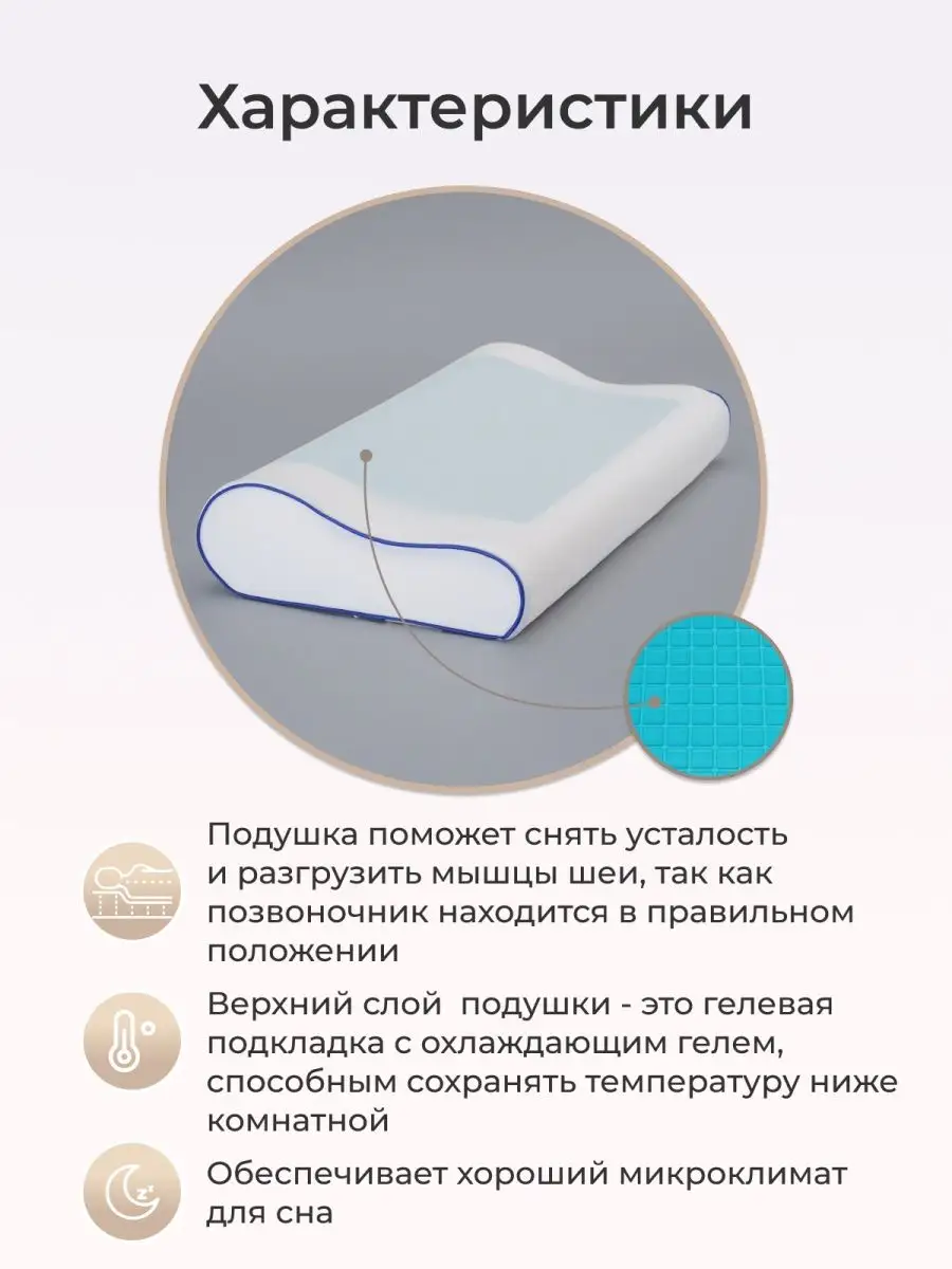 Ортопедическая подушка 50х30 Memory Foam с эффектом памяти Arya home  collection 15926330 купить в интернет-магазине Wildberries