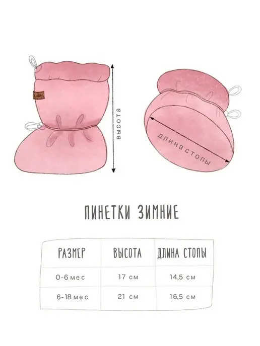 Little Kiddy Пинетки зимние для малышей и новорожденных, розовый, фото 2