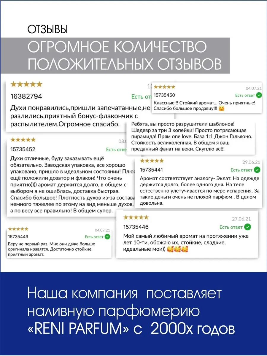 Духи на разлив Рени 273 (100мл) RENI 16000067 купить за 1 113 ₽ в  интернет-магазине Wildberries