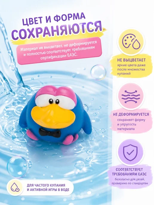 Капитошка Игрушка для купания в ванной Смешарики Кар Карыч, синий, фото 3