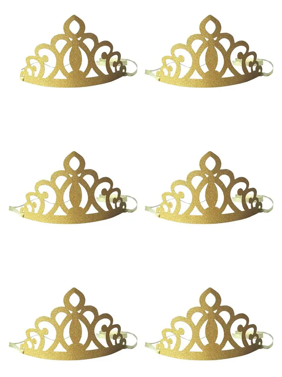 Корона для девочки - карнавальная корона - корона принцессы - корона золотая, бумажная, 6 шт