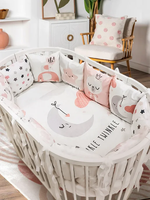 Happy Family Studio Бортики в кроватку для новорожденных, белый, фото 5