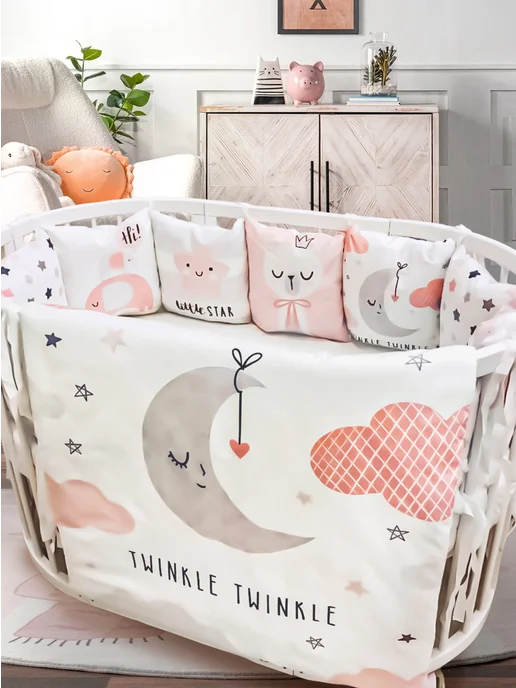 Happy Family Studio Бортики в кроватку для новорожденных, белый, фото 6