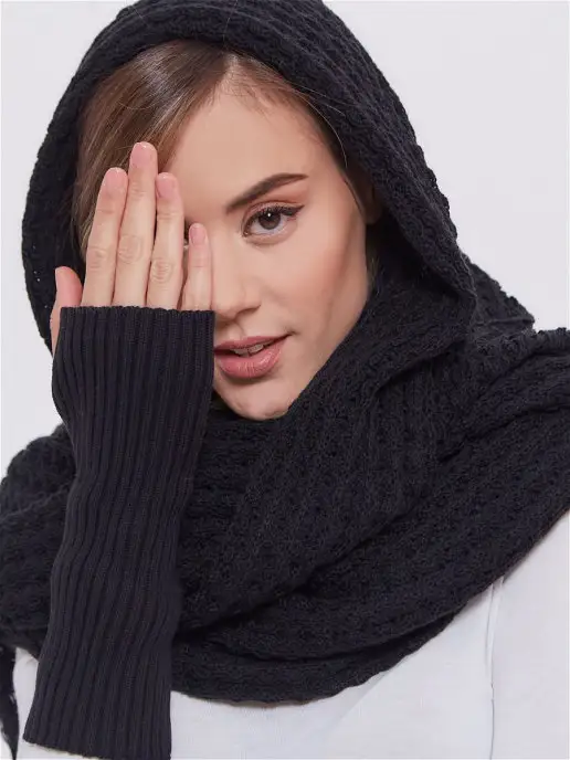 Lesnikova Design Митенки шерстяные теплые перчатки без пальцев, черный, фото 4