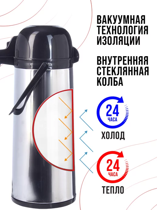 Термос с помпой 2 литра - фото 13