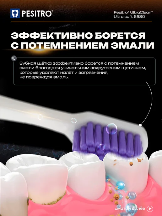 Pesitro Зубная щетка мягкая взрослая для чувствительных десен 6580, белый, фото 3