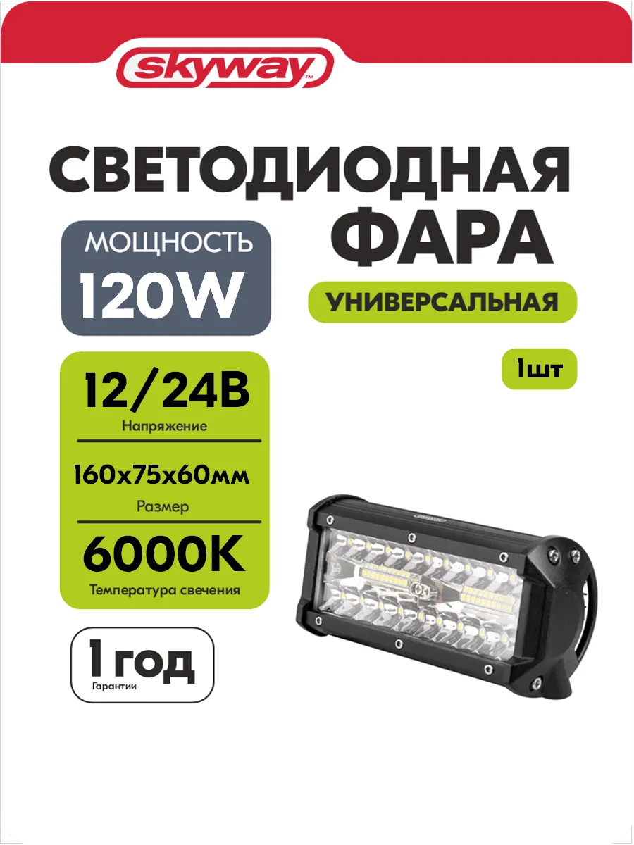 Фара светодиодная противотуманная 160*75*60мм 120W 6000К