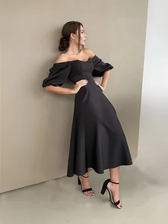 Платье вечернее миди с открытыми плечами VESNA DRESS 16139200 купить за 2 472 ₽ в интернет-магазине Wildberries