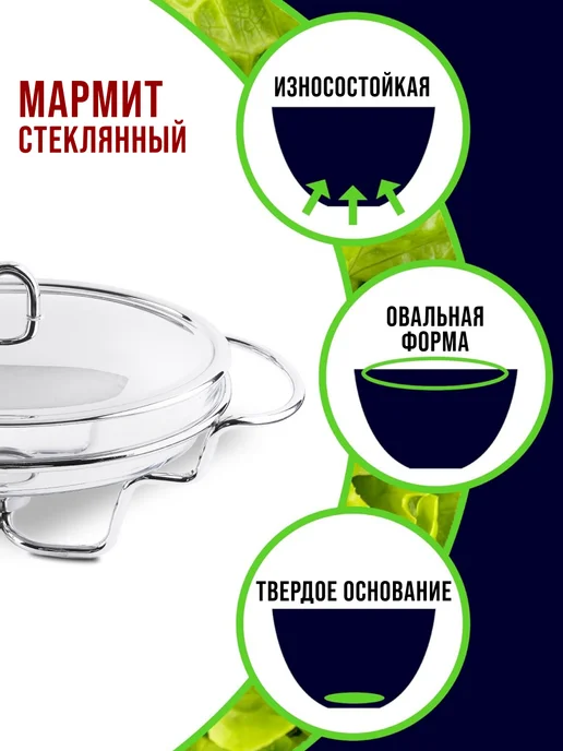 Мармит с подогревом от свечи фондюшница 1,5 л - фото 11