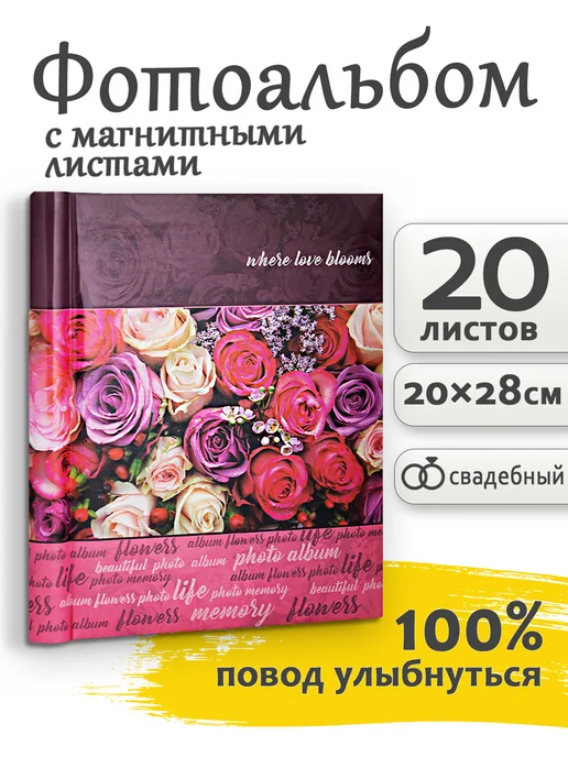 Fotografia Фотоальбом 40страниц (20листов) магнитный семейный, розовый