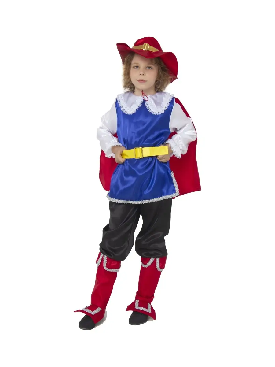 Детский карнавальный костюм Кота в сапогах в комплекте с фетровой шляпой с пером, фирмы Карнавалия