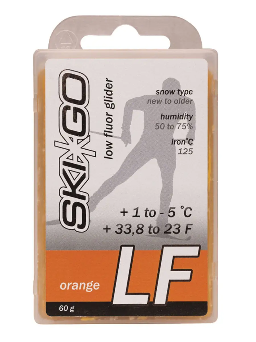 Низкофторовый парафин Ski-Go, оранжевый от +1С до -5C, 60 г