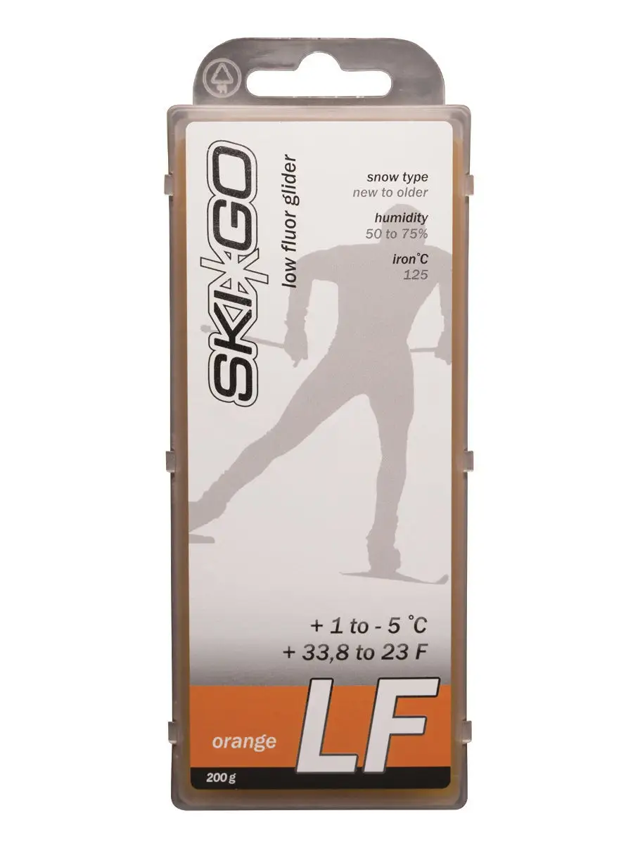 Низкофторовый парафин Ski-Go, оранжевый от +1С до -5C, 200 г