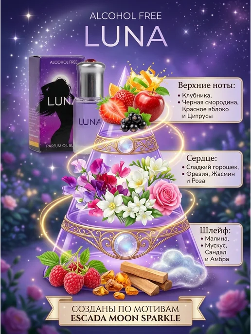 Neo Parfum Масляные духи для девушек и женщин LUNA 6 мл сладкие ягодные, 6 мл, фото 2