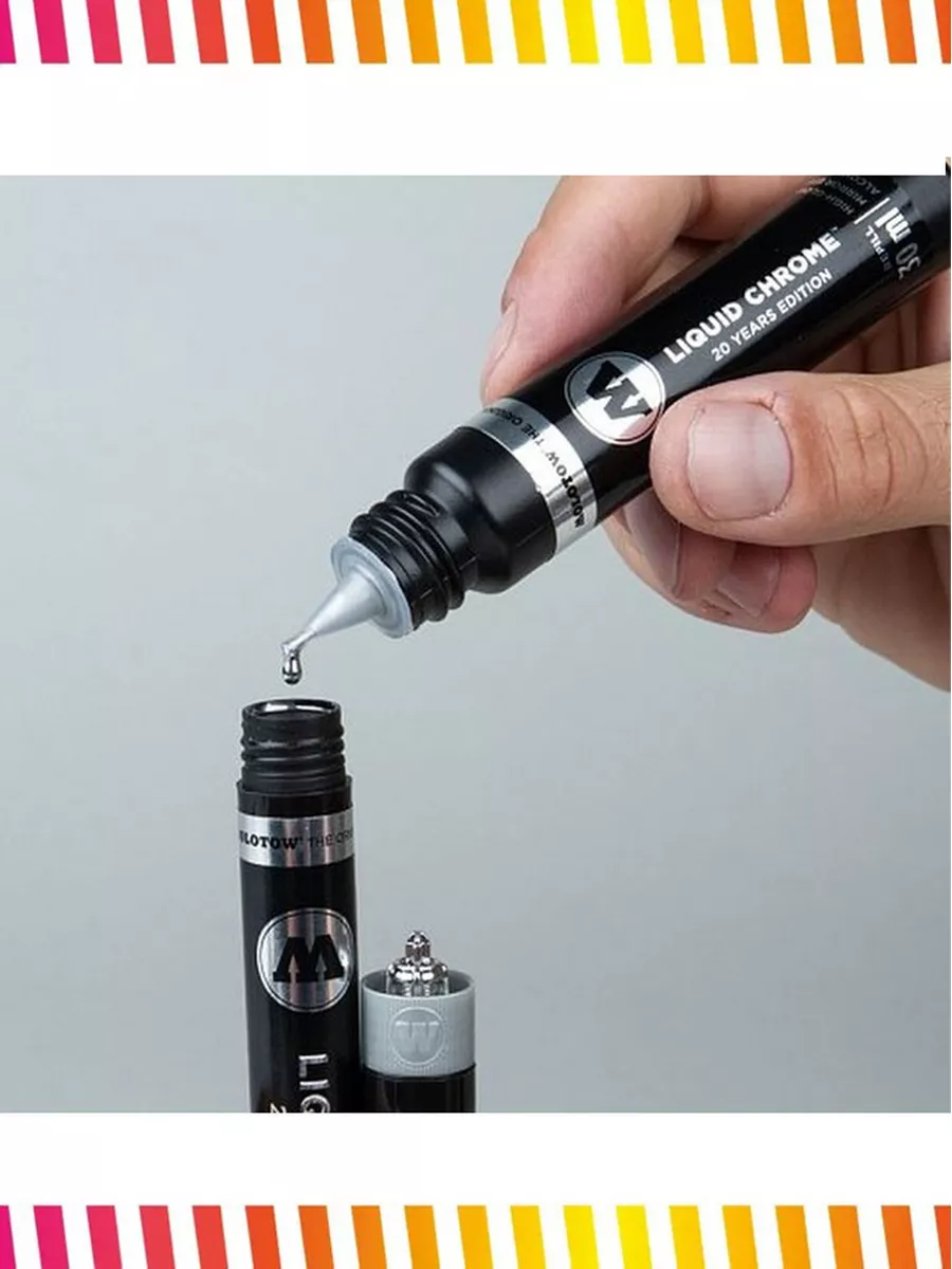 Маркер - краска Liquid Chrome с зеркальным эффектом 1 мм Molotow 16266564  купить за 775 ₽ в интернет-магазине Wildberries