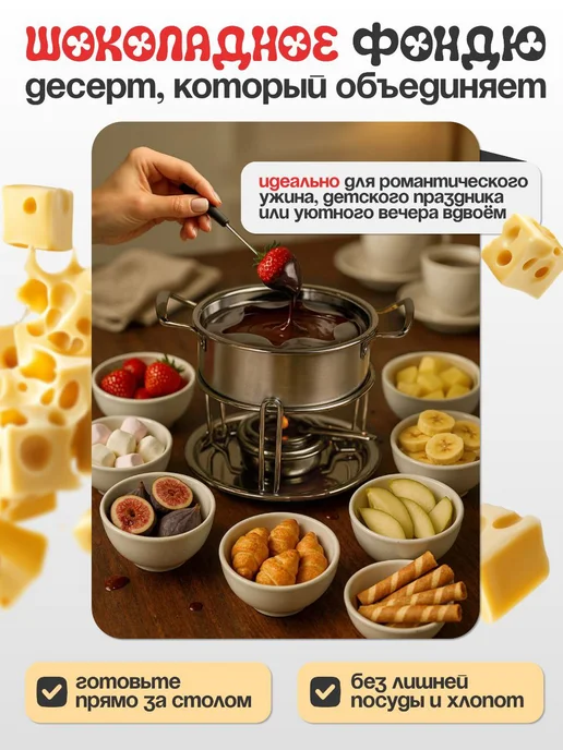 PRO WINE Фондю для сыра и шоколада фондюшница, вариант, фото 8