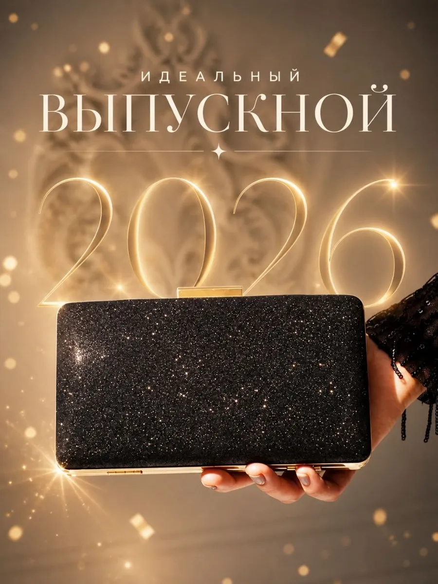 Клатч вечерний блестящий на цепочке выпускной свадьба
