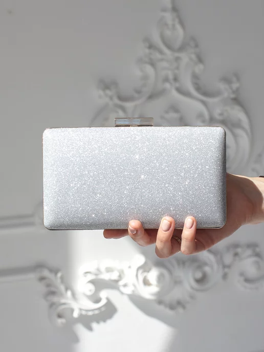 Неушанка Клатч вечерний свадебный с блестками для невесты выпускной, серый, фото 8